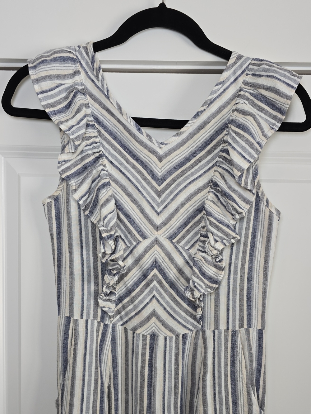 Habitual Kids Girls' Serena Ruffle Trim Striped Jumpsuit Size 16